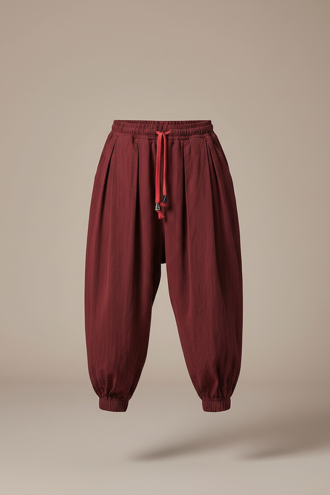 Pantalon Parachute Bordeaux Ample Coton Enfant - vue 3