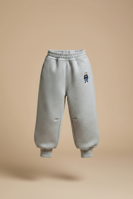 Pantalon Parachute Gris Ample Molleton Enfant Brodé - vue 3
