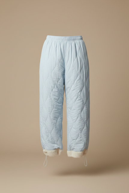 Pantalon Parachute Bleu Ciel Matelassé Doublé Polaire Ample Femme - Polyester - vue 3