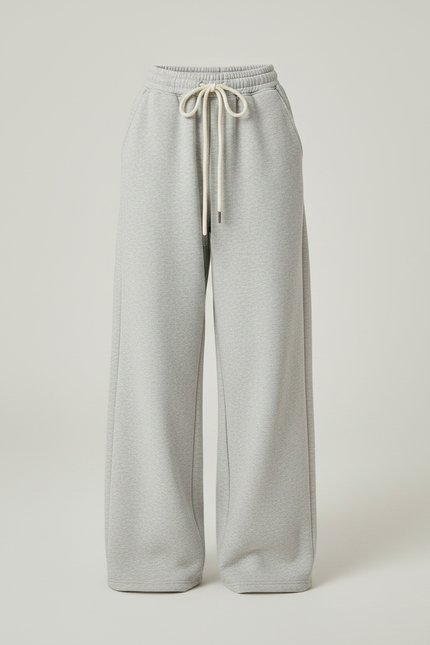 Pantalon Parachute Large Décontracté Taille Haute Femme - Gris Molleton - vue 3