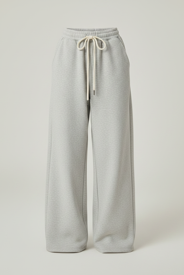 Pantalon Parachute Large Décontracté Taille Haute Femme - Gris Molleton - vue 3