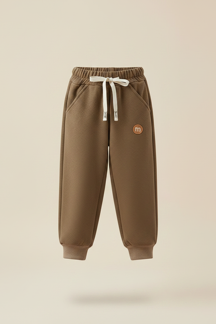 Pantalon Parachute Marron Côtelé Ample Molletonné Enfant - vue 3
