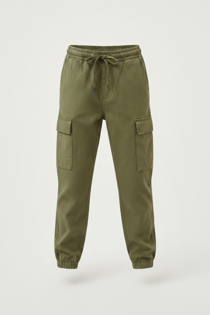 Pantalon Parachute Kaki Cargo Ample Garçon Coton - vue 3