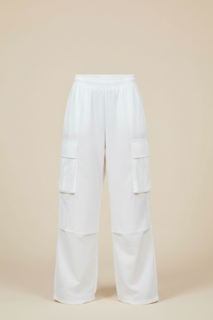 Pantalon Parachute Blanc Cargo Ample Enfant - Polyester - vue 3