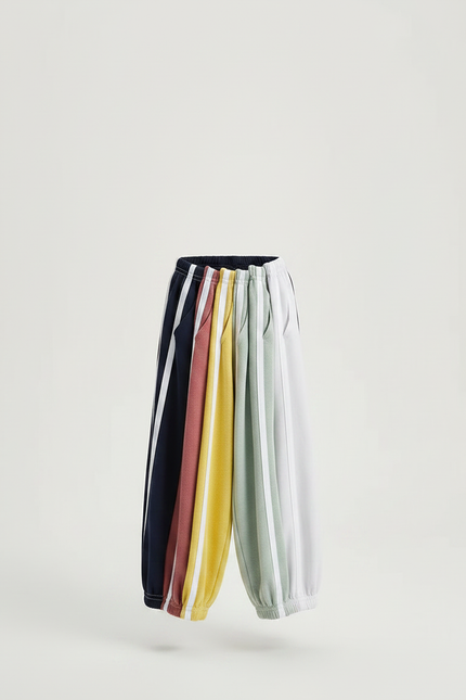 Pantalon Parachute Rayé Multicolore Ample Enfant Sportif - Molleton - vue 3