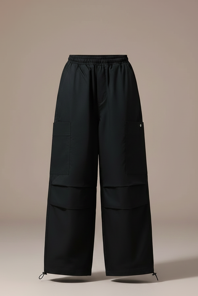 Pantalon Parachute Noir Cargo Ample Enfant Moderne - Polyester - vue 3