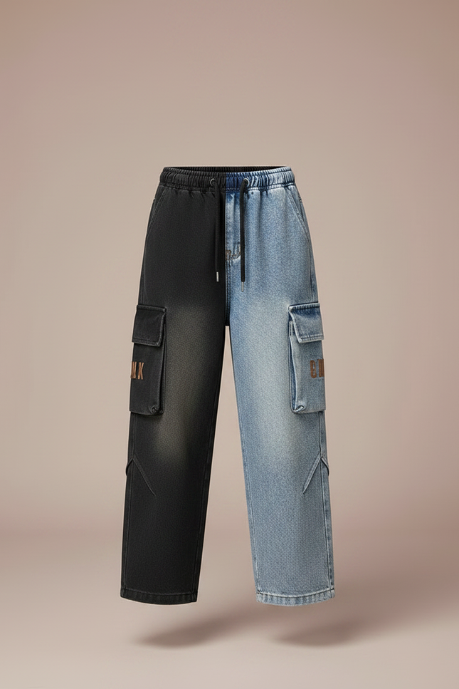 Pantalon Parachute Jean Ample Bicolore Cargo Garçon - Multicolore - vue 3