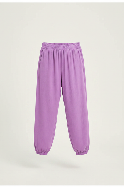 Pantalon Parachute Violet Fluide Ample Coton Enfant - Lin - vue 3
