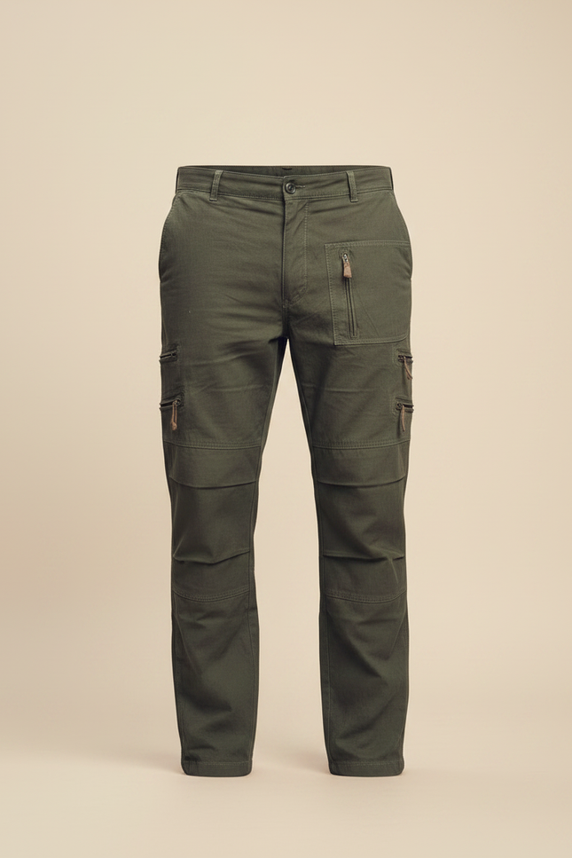 Pantalon Parachute Kaki Coton Cargo Multi-Poches Homme - vue 3