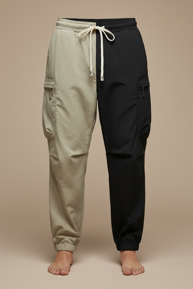 Pantalon Parachute Bicolore Cargo Ample Léger Homme - Multicolore Polyester - vue 3