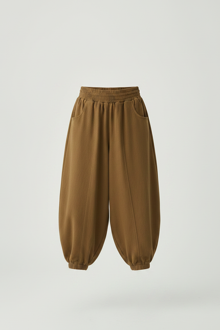 Pantalon Parachute Marron Ample Confortable Enfant Coton - Molleton - vue 3