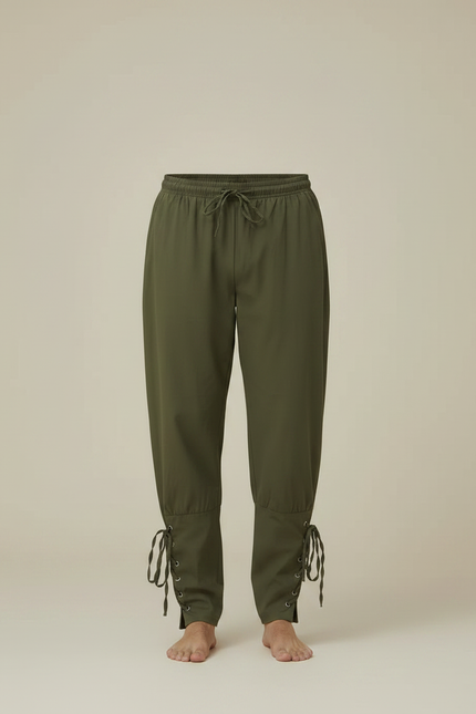 Pantalon Parachute Kaki Ample Lacets Homme Décontracté - Gabardine - vue 3