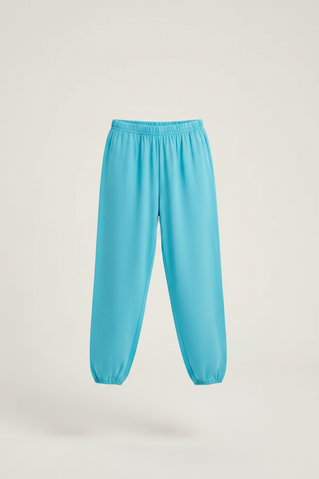 Pantalon Parachute Bleu Ciel Fluide Ample Coton Enfant - Viscose - vue 3