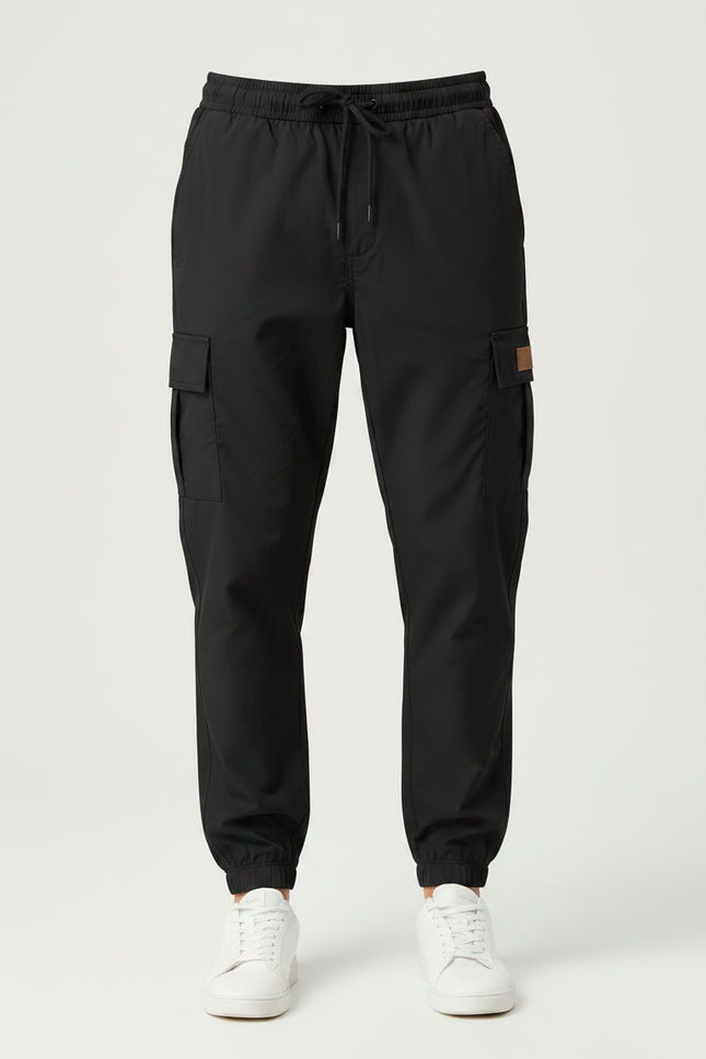 Pantalon Parachute Noir Cargo Cordon Homme Jogger - Polyester - vue 3