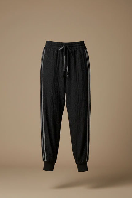 Pantalon Parachute Noir Strass Scintillant Ample Sport - Maille - vue 3