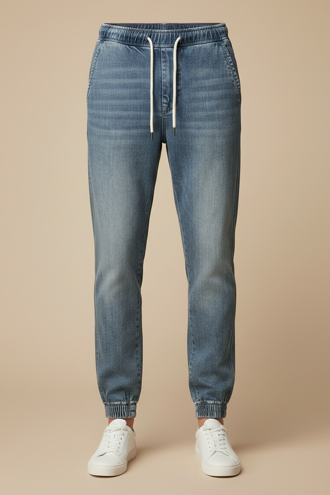 Pantalon Parachute Denim Bleu Cordon Décontracté Homme - Jean - vue 3