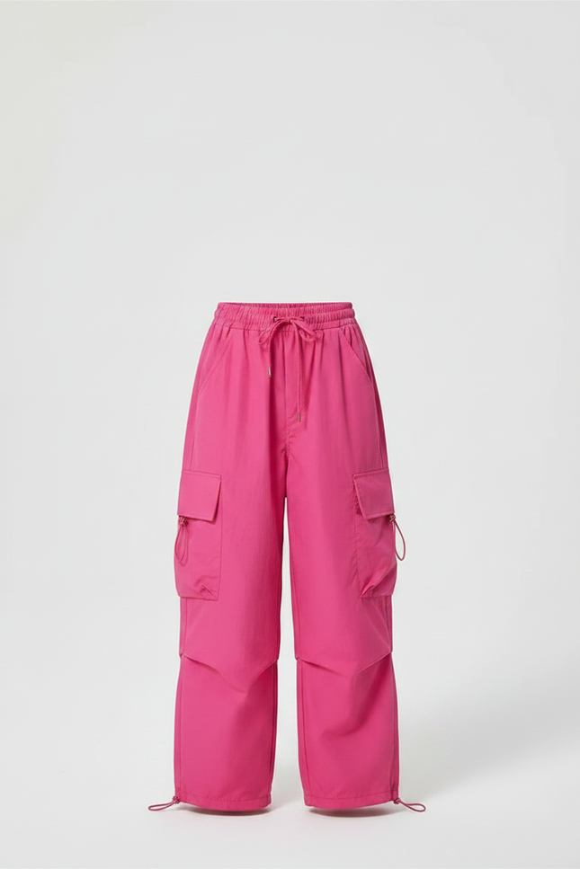 Pantalon Parachute Rose Fille Cargo Ample - Polyester - vue 3