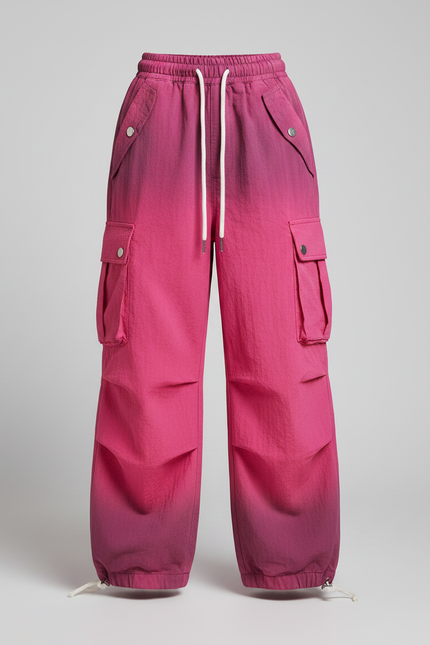Pantalon Parachute Rose Dégradé Cargo Ample Enfant - Polyester - vue 3
