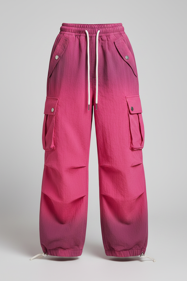 Pantalon Parachute Rose Dégradé Cargo Ample Enfant - Polyester - vue 3