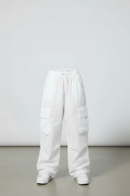 Pantalon Parachute Blanc Ample Cargo Décontracté Enfant - Polyester - vue 3