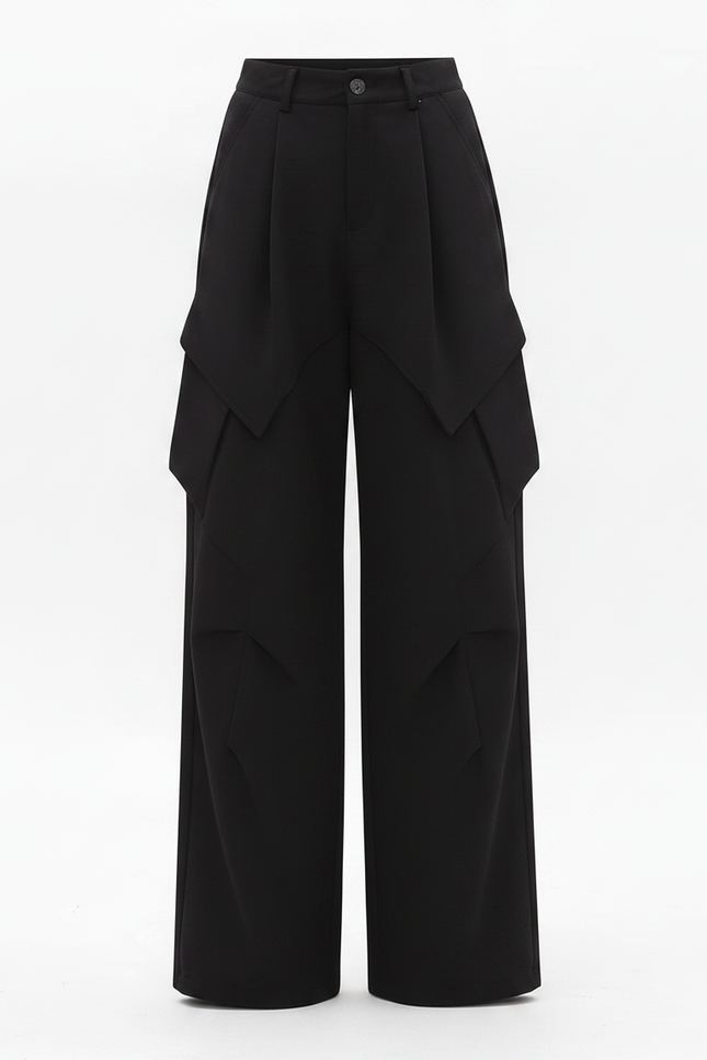 Pantalon Parachute Noir Ample Cargo Femme Urbain - Polyester - vue 3