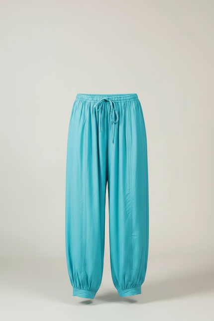Pantalon Parachute Fluide Ample Cordon Bleu Femme - Lin - vue 3