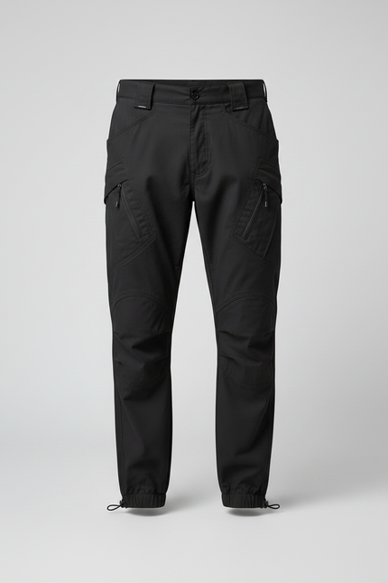 Pantalon Parachute Homme Noir Resserré Aux Chevilles Nylon Techwear - Gabardine - vue 3