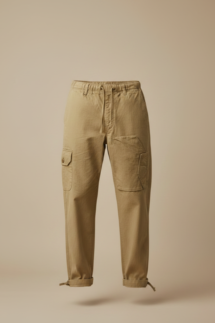 Pantalon Parachute Kaki Ample Coton Cargo Homme Décontracté - vue 3