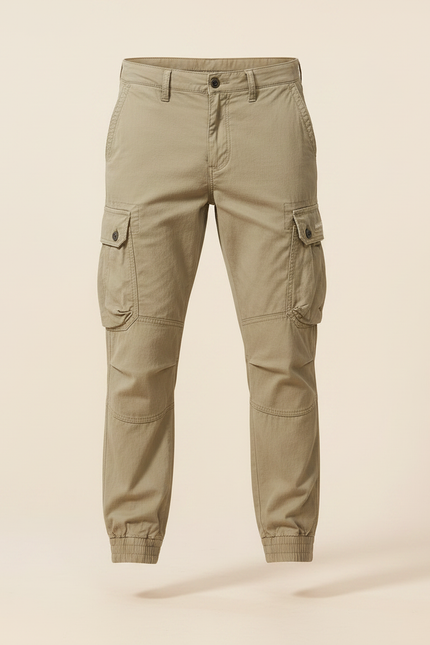 Pantalon Parachute Cargo Ample Coton Homme Beige - Toile - vue 3