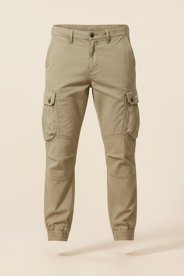 Pantalon Parachute Cargo Ample Coton Homme Beige - Toile - vue 3
