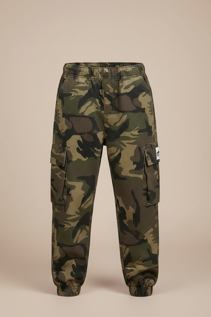 Pantalon Parachute Camouflage Cargo Ample Enfant Coton - Multicolore - vue 3