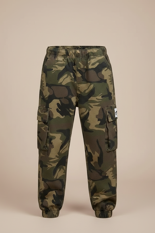 Pantalon Parachute Camouflage Cargo Ample Enfant Coton - Multicolore - vue 3