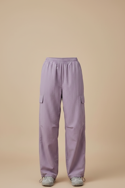 Pantalon Parachute Violet Fluide Cargo Taille Haute - Polyester - vue 3