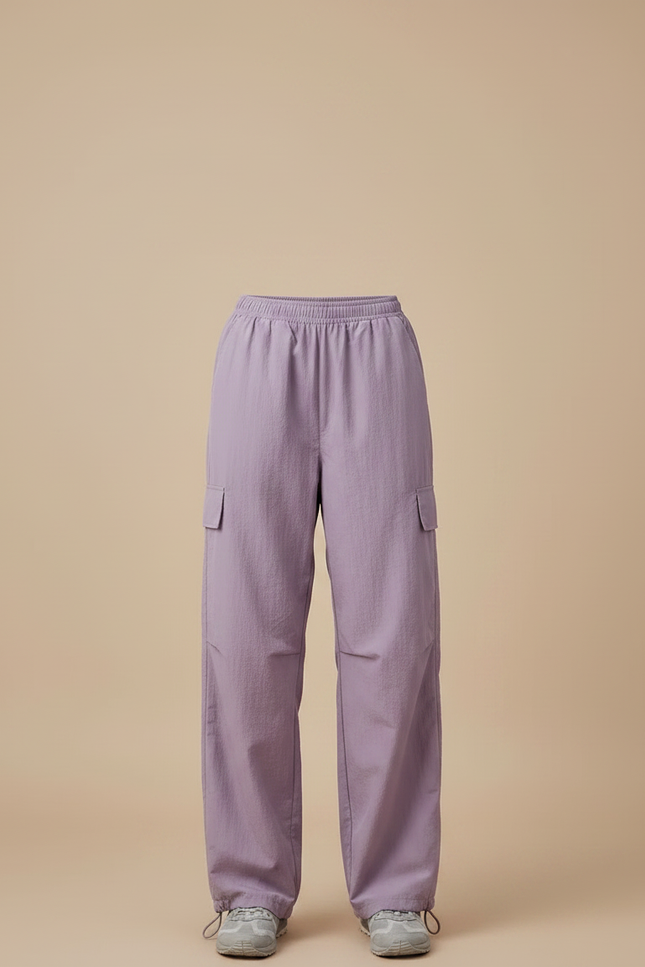 Pantalon Parachute Violet Fluide Cargo Taille Haute - Polyester - vue 3
