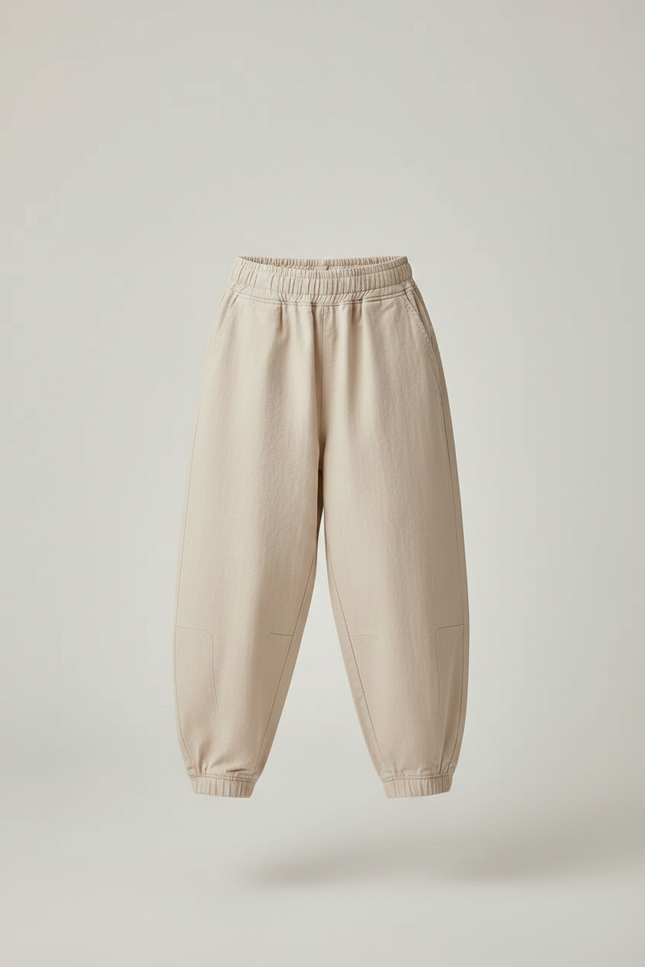 Pantalon Parachute Beige Ample Enfant Coton Décontracté - vue 3