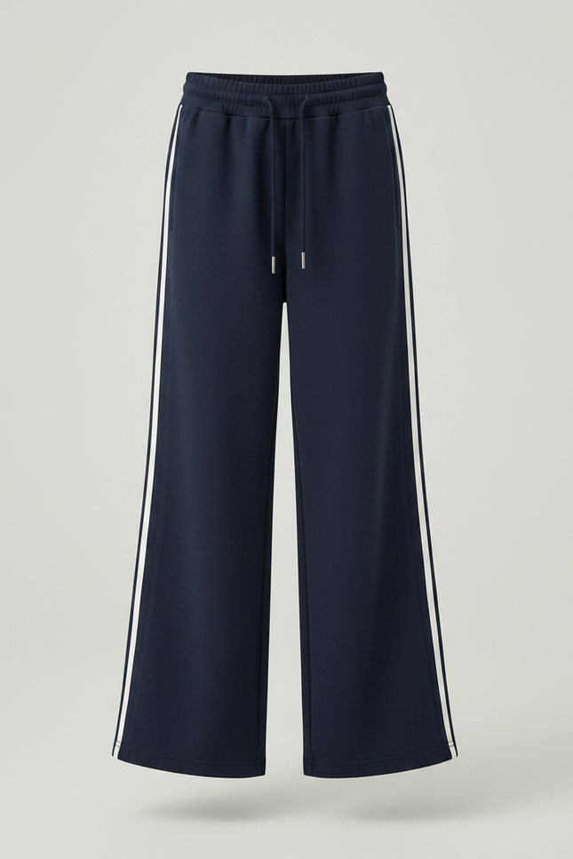 Pantalon Parachute Bleu Marine Rayures Blanches Ample Fille - Molleton - vue 3
