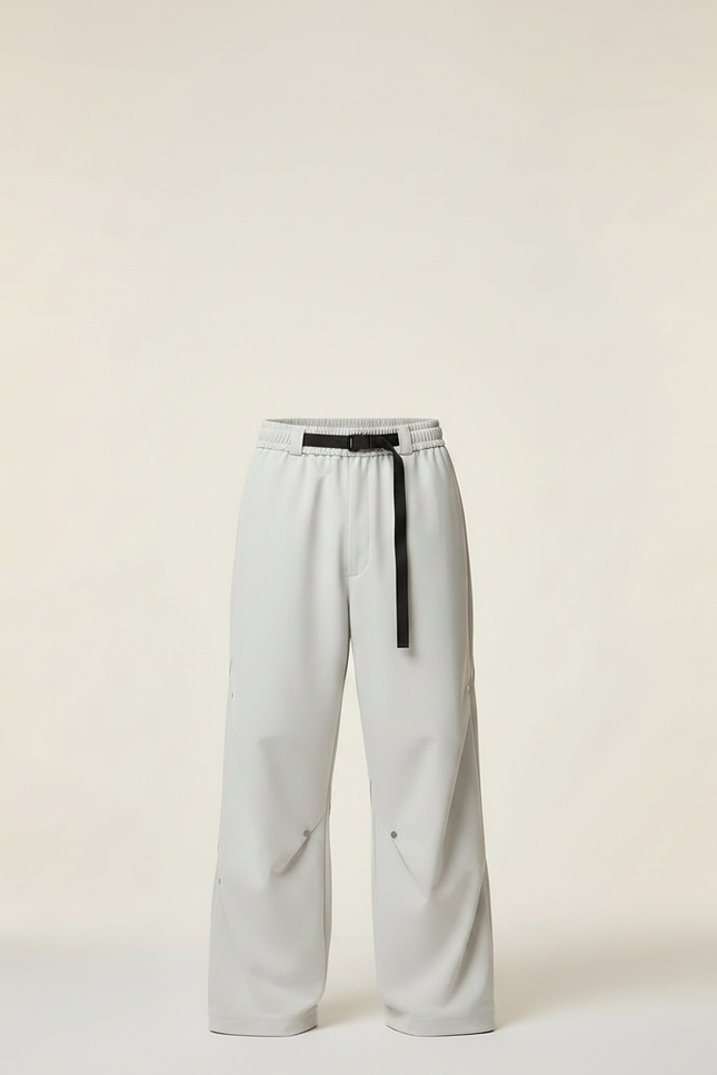 Pantalon Parachute Gris Clair Ample Ceinture Décontracté Homme - Polyester - vue 3