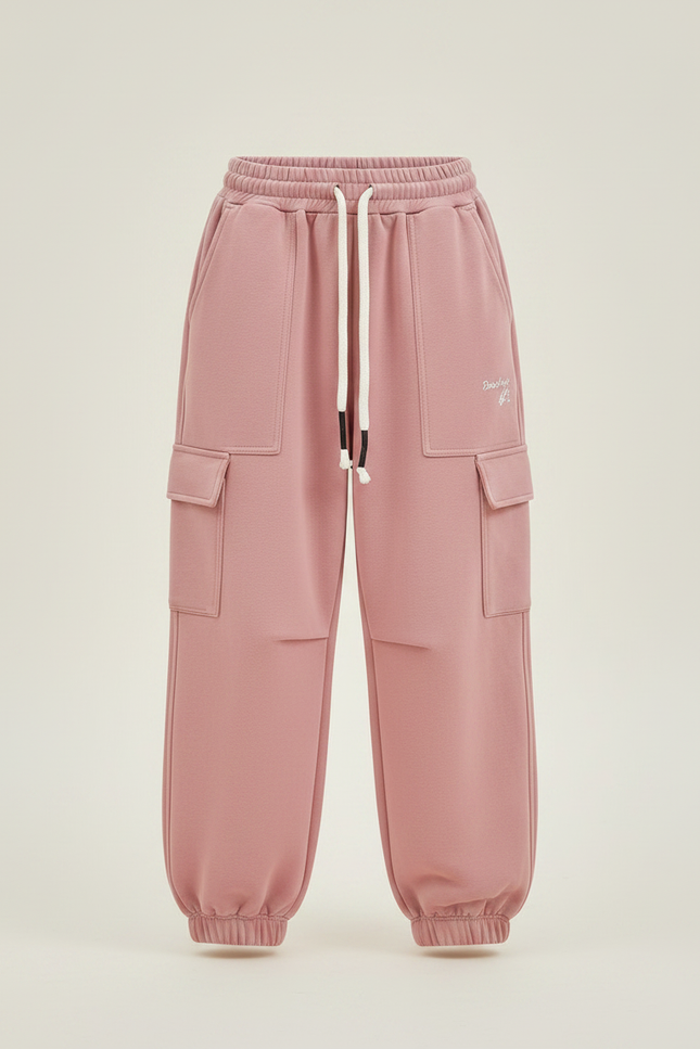Pantalon Parachute Rose Ample Cargo Coton Fille - Molleton - vue 3