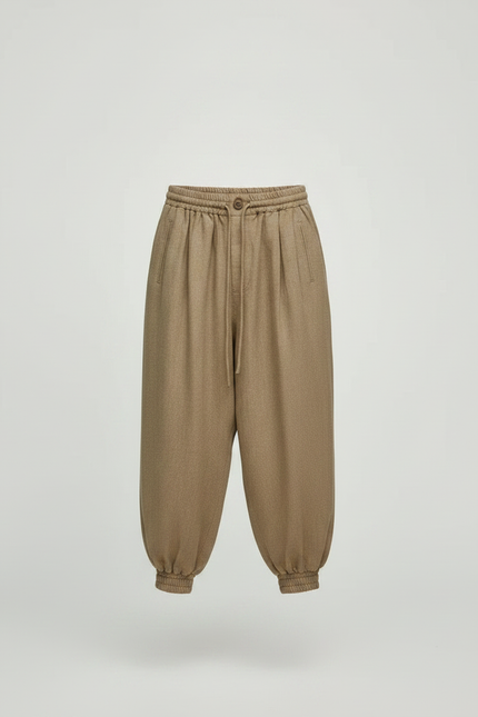 Pantalon Parachute Kaki Ample Cordon Enfant - Laine - vue 3