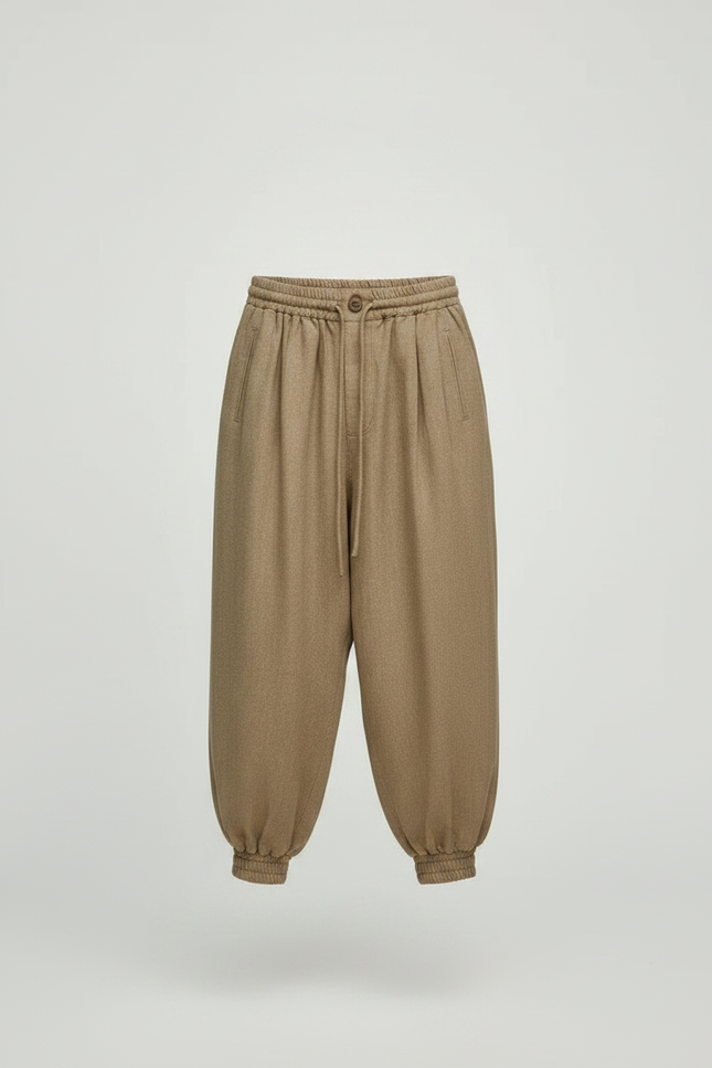 Pantalon Parachute Kaki Ample Cordon Enfant - Laine - vue 3