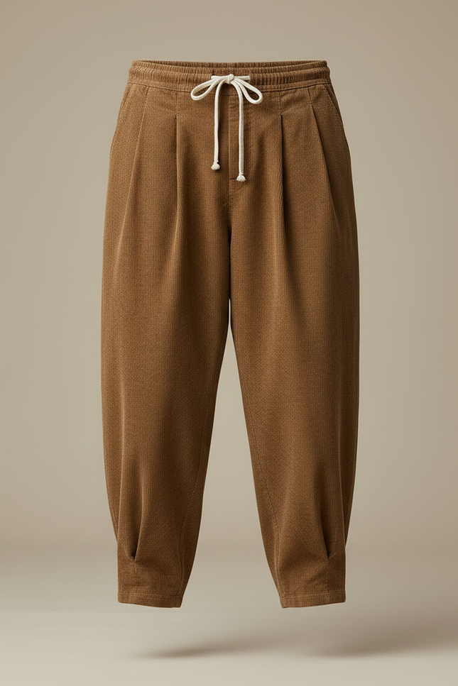 Pantalon Parachute Marron Côtelé Ample Homme Décontracté - Cordé - vue 3
