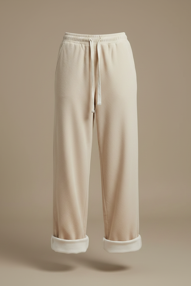 Pantalon Parachute Beige Côtelé Décontracté Doublé Polaire - Cordé - vue 3