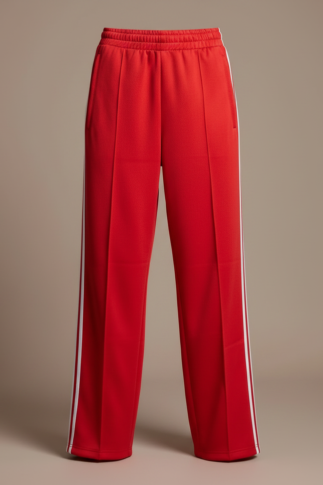 Pantalon Parachute Rouge Ample Rayures Sport Femme - Polyester - vue 3
