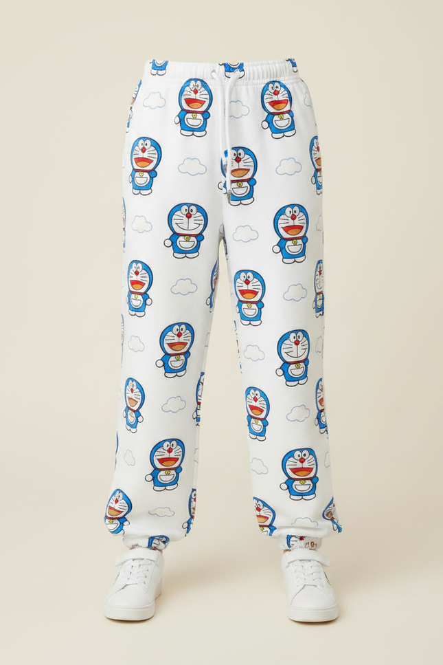 Pantalon Parachute Blanc Ample Doraemon Décontracté Enfant - Imprimé Molleton - vue 3