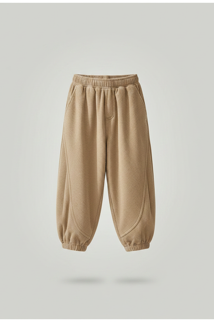 Pantalon Parachute Côtelé Ample Décontracté Enfant Garçon - Camel Cordé - vue 3