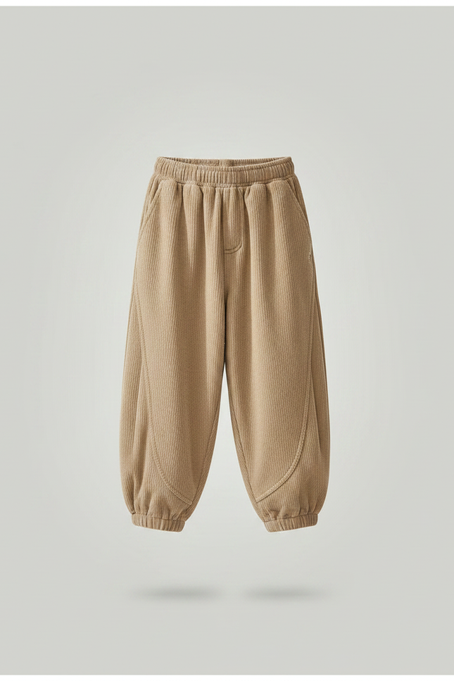 Pantalon Parachute Côtelé Ample Décontracté Enfant Garçon - Camel Cordé - vue 3