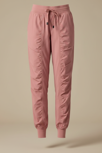 Pantalon Parachute Rose Cordon Ample Fluide Chevilles Élastiquées - Polyester - vue 3