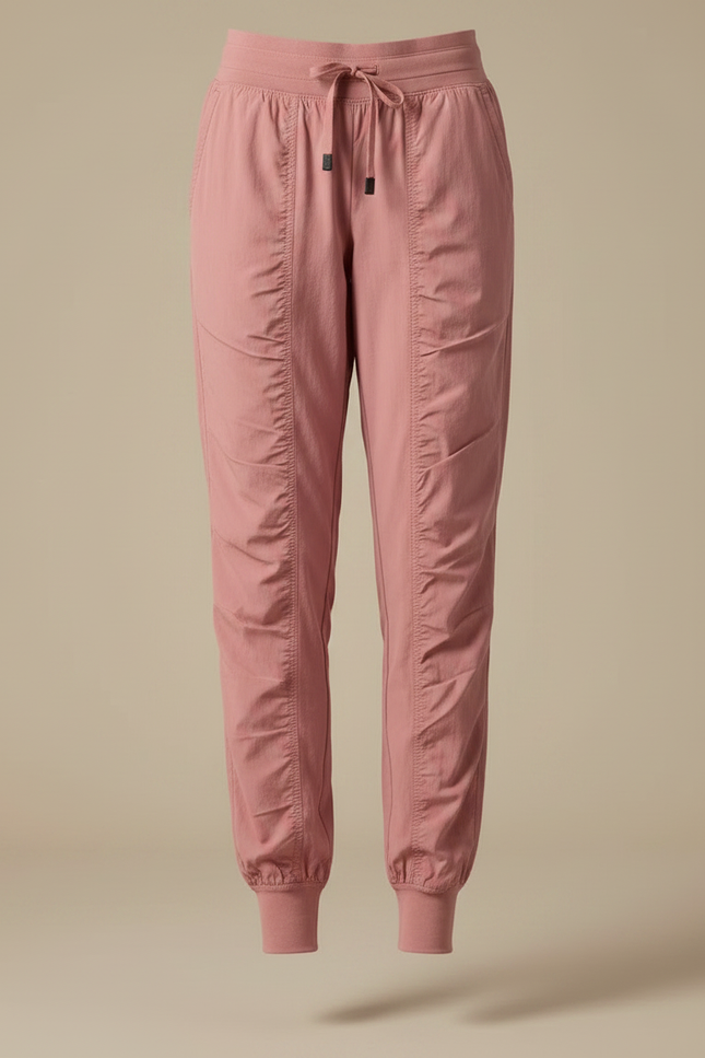 Pantalon Parachute Rose Cordon Ample Fluide Chevilles Élastiquées - Polyester - vue 3