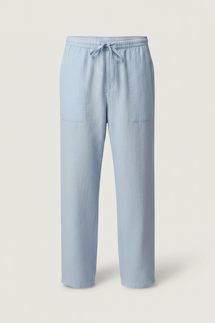Pantalon Parachute Lin Bleu Ample Décontracté Homme - vue 3