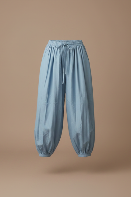 Pantalon Parachute Bleu Ciel Ample Coton Enfant - vue 3